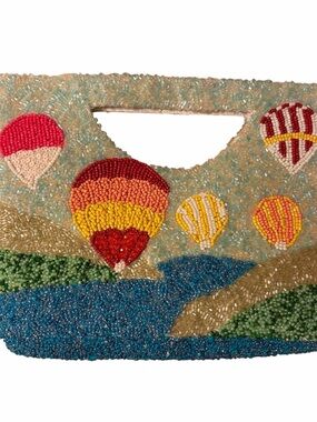 VIRAL - Made in India Beaded Novelty Hot Air Balloons Clutch Crossbody Handbag